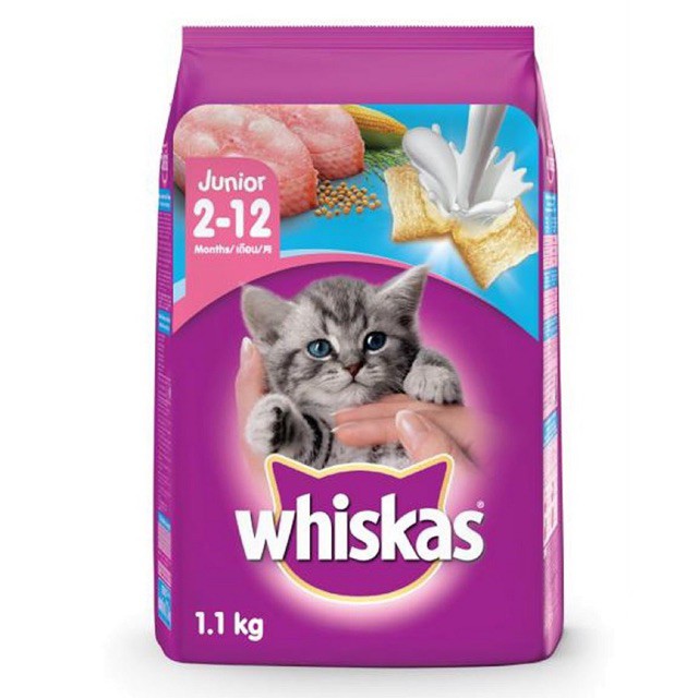 Thức Ăn hạt khô Cho Mèo Con Whiskas Junior Vị Cá Biển/ Cá Thu Túi 1,1kg