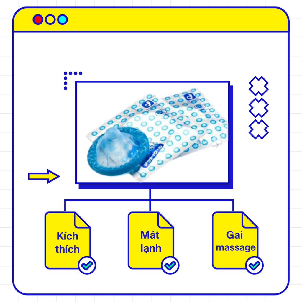 Bao cao su OKAMOTO Dot De Cool chính hãng, tạo cảm giác mới mẻ, kích thích, đê mê hộp 3 chiếc | Mr.BB