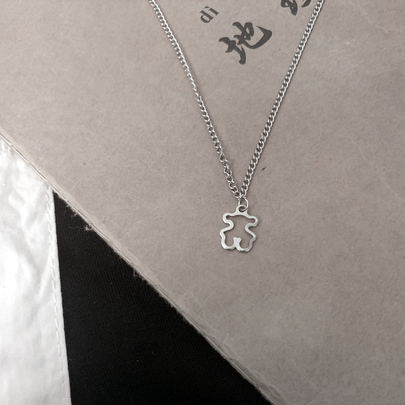 Dây Chuyền Mặt Gấu Dễ Thương 191040Dây Chuyền Thép Titan Kiểu Dáng Đơn Giản Thời Trang Cho Cặp Đôi