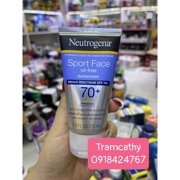 Neutrogena Sport Face Oil-Free Lotion SPF 70 Kem chống nắng dành cho người chơi thể thao