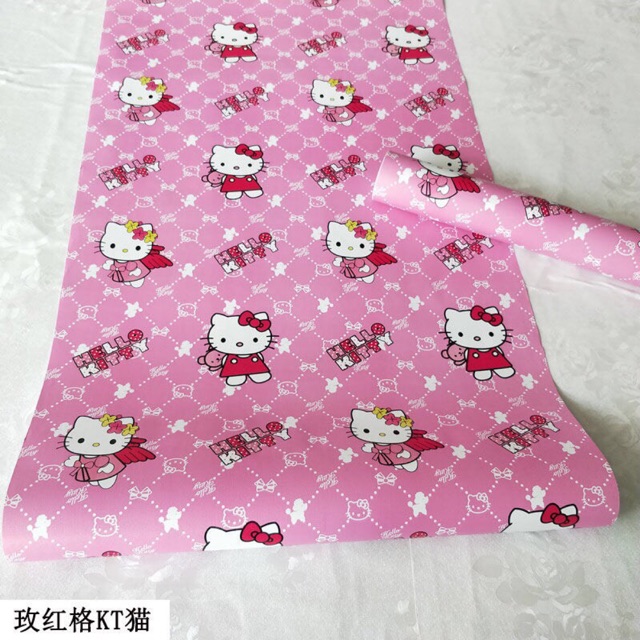 10cm giấy dán tường hello kitty hồng khổ 45 cm