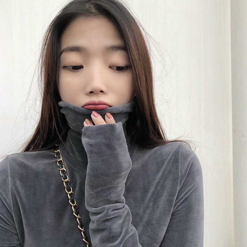 ÁO NHUNG CỔ CAO GIỮ NHIỆT TAY DÀI KIỂU DÁNG HIỆN ĐẠI HÀNG QUẢNG CHÂU SIÊU ĐẸP