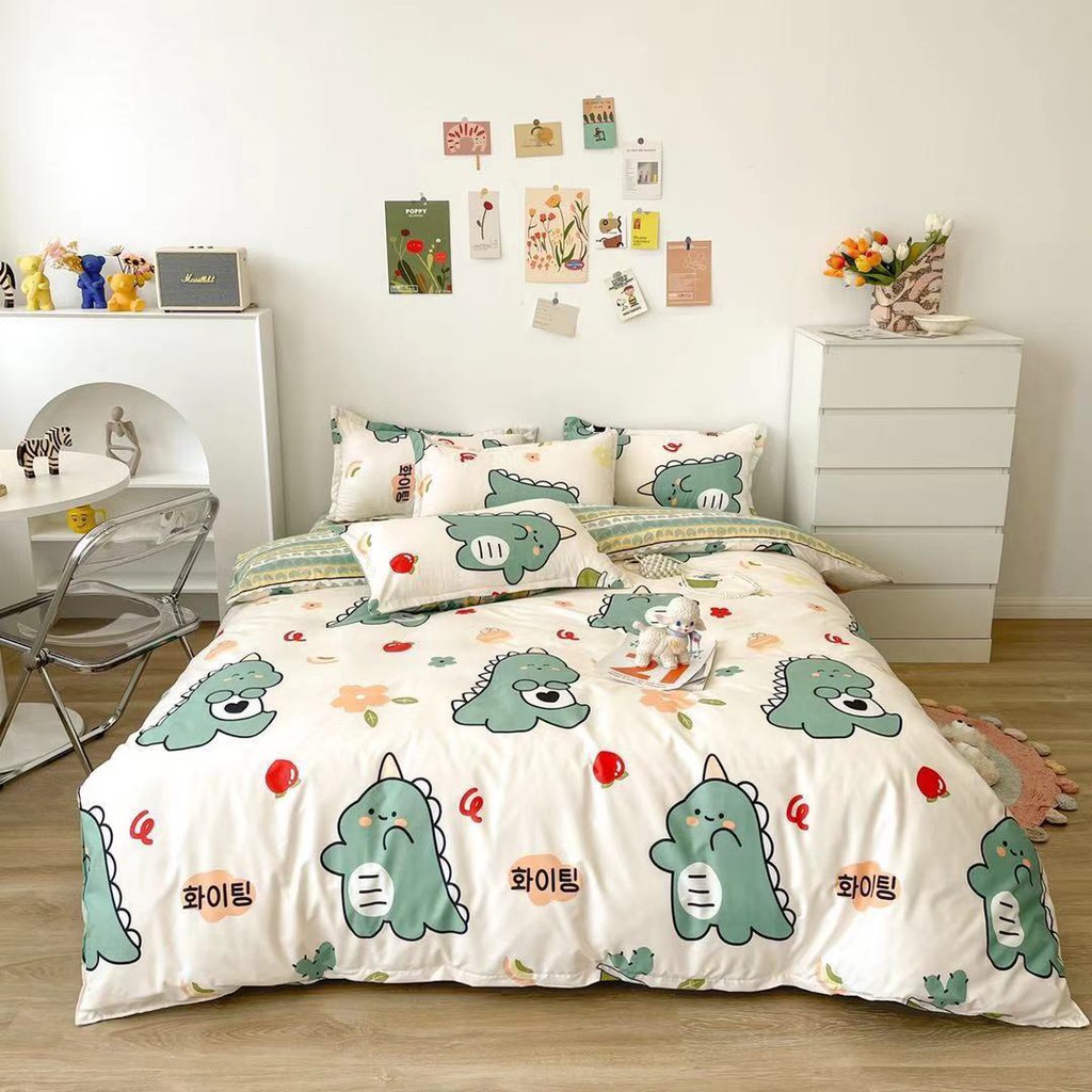 [BST 11] Bộ chăn ga gối Cotton Poly EmmiBedding phong cách Hàn Quốc Drap giường cotton hot trend (không kèm ruột)