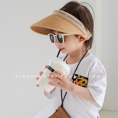 Nón Cói Vành Rộng In Chữ Thời Trang Đi Biển Mùa Hè Cho Bé