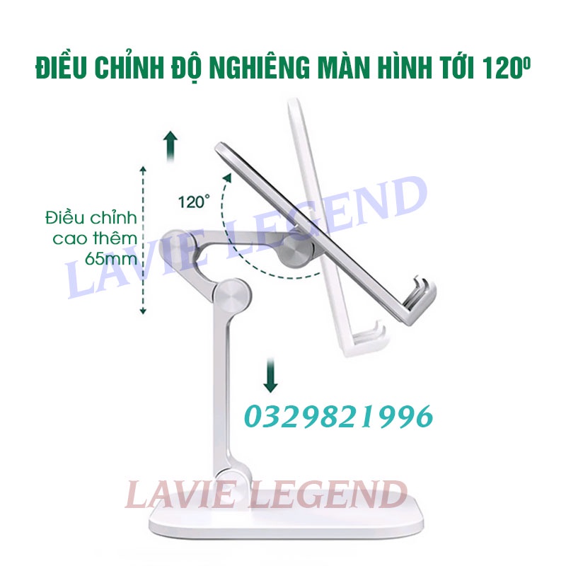 Giá đỡ điện thoại giá đỡ máy tính bảng cao cấp để bàn gấp gọn dùng livestream học online, xem phim