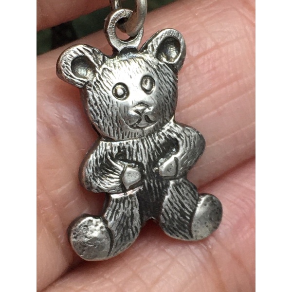 Lắc tay vintage bằng bạc hình gấu 18.5cm khắc logo