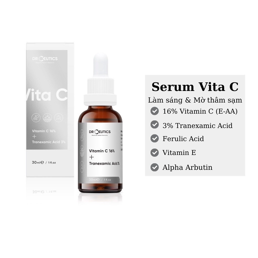 Combo 2 Serum Chống Lão Hoa Da, Giúp Cải Thiện Nếp Nhăn DrCeutics (NMFs 30ml, VitaminC 30ml)