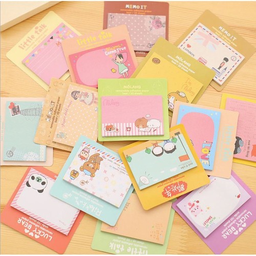 Giấy note giấy nhớ ghi chú nhanh 5 màu cho bạn gái cute, viết thư dễ thương hình Hàn Quốc