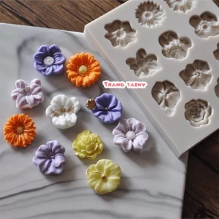Tấm silicon 11 hoa 3D làm fondant, trang trí bánh trung thu hiện đại