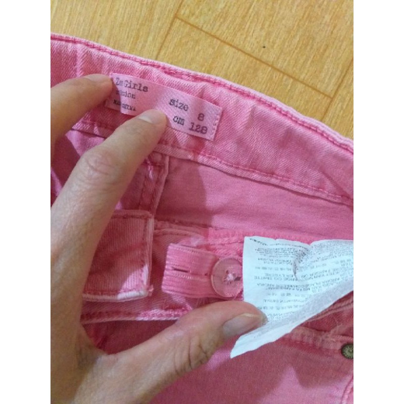 Quần sooc jean hồng bé gái Zara size 128