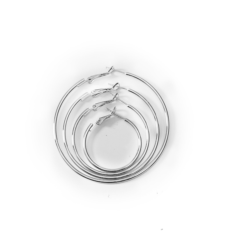 Khuyên tai nữ vòng tròn cỡ lớn bạc 925 CHILLEE KT