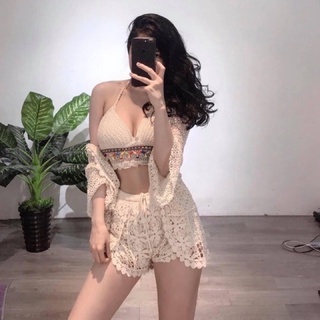 Bikini len móc đi biển đính hạt dễ thương