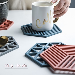 Miếng Lót Bát Đĩa Chống Trơn Trượt Cách Nhiệt Chất Liệu Silicon Họa Tiết Hình Học 88294 Kiều Linh Shop