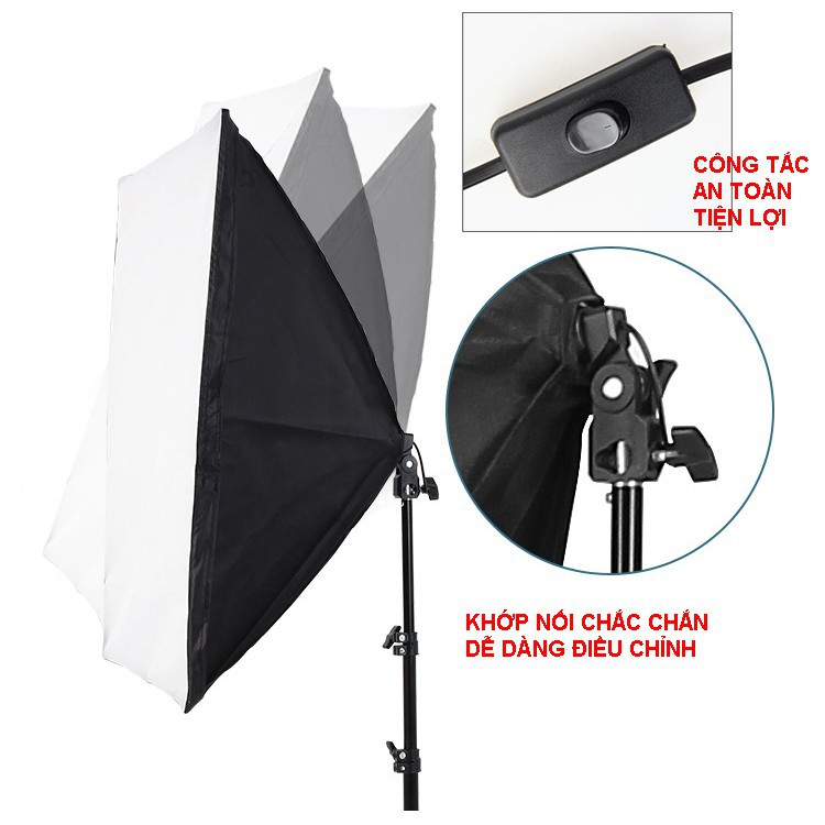 Softbox Rời 50x70cm Dành Cho Studio, Chụp Ảnh, Livestream, 1 đui E27 phổ thông dùng cho nhiều loại bóng...