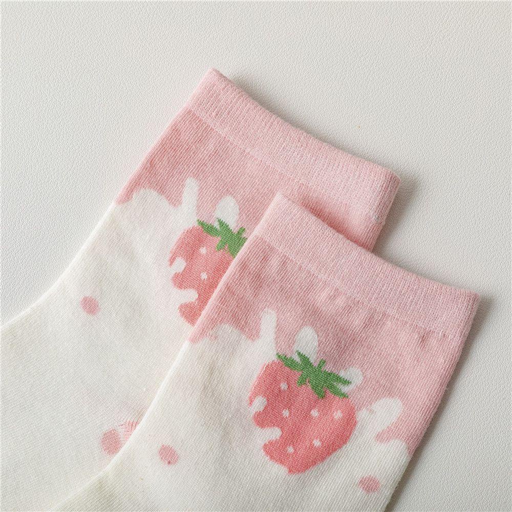 Vớ Thoáng Khí Bốn Mùa Thoáng Khí In Họa Tiết Dâu Tây Màu Hồng Dễ Thương VANES1 Cho Bé Gái