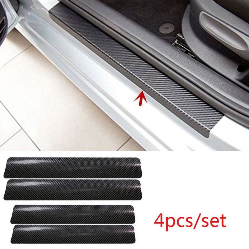 Bộ 4 Miếng Dán In Họa Tiết Sợi carbon 3D Bảo Vệ Cửa Xe Hơi Chống Trầy Tiện Dụng