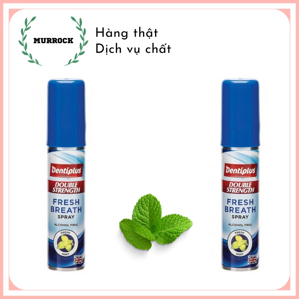 1 chai xịt thơm miệng bạc hà Dentiplus Fresh Breath Spray/ Double Strength không cồn không đường UK 25ml