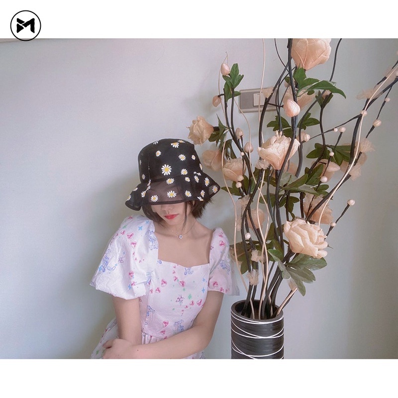 Nón Tai Bèo Phối Lưới Mỏng Thoáng Mát Xinh Xắn Cho Nữ