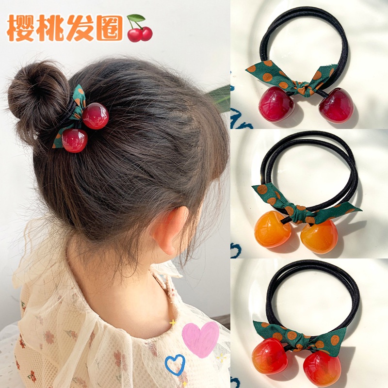 Dây Cột Tóc Đính Quả Cherry Hoạt Hình Phong Cách Hàn Quốc Cho Bé Gái