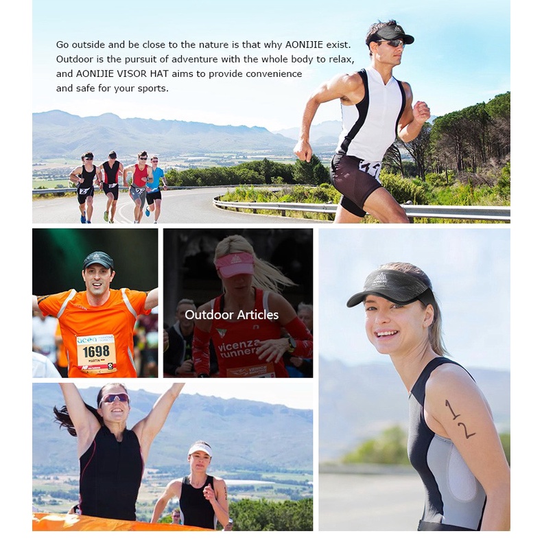 Mũ lưỡi trai không chóp chạy bộ marathon Aonijie E4080 dành cho nam nữ có 5 màu
