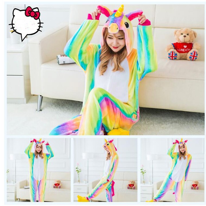 Bộ Đồ Thú Unicorn Rainbow Kỳ Lân Cầu Vồng Chất Nhung Mềm Mịn | BigBuy360 - bigbuy360.vn