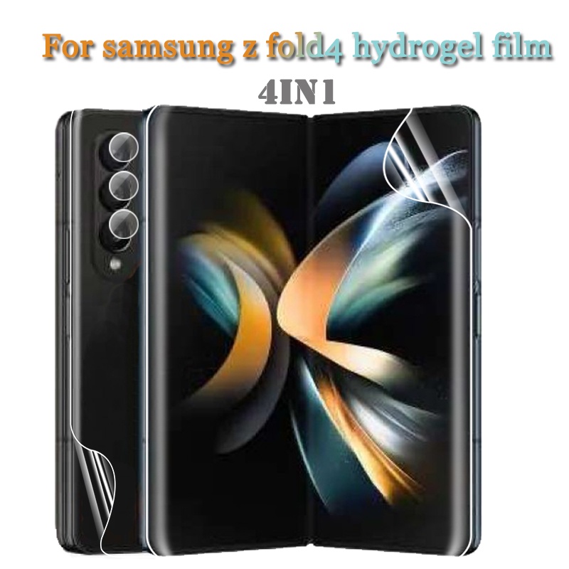 4In1 Back Protector + Front Hydrogel Film + Lens Protectors For Samsung Galaxy Z Fold 4 Zfold