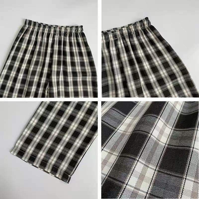 Quần Kẻ Sọc Caro dáng suông ống rộng Phong Cách Hàn Quốc | BigBuy360 - bigbuy360.vn