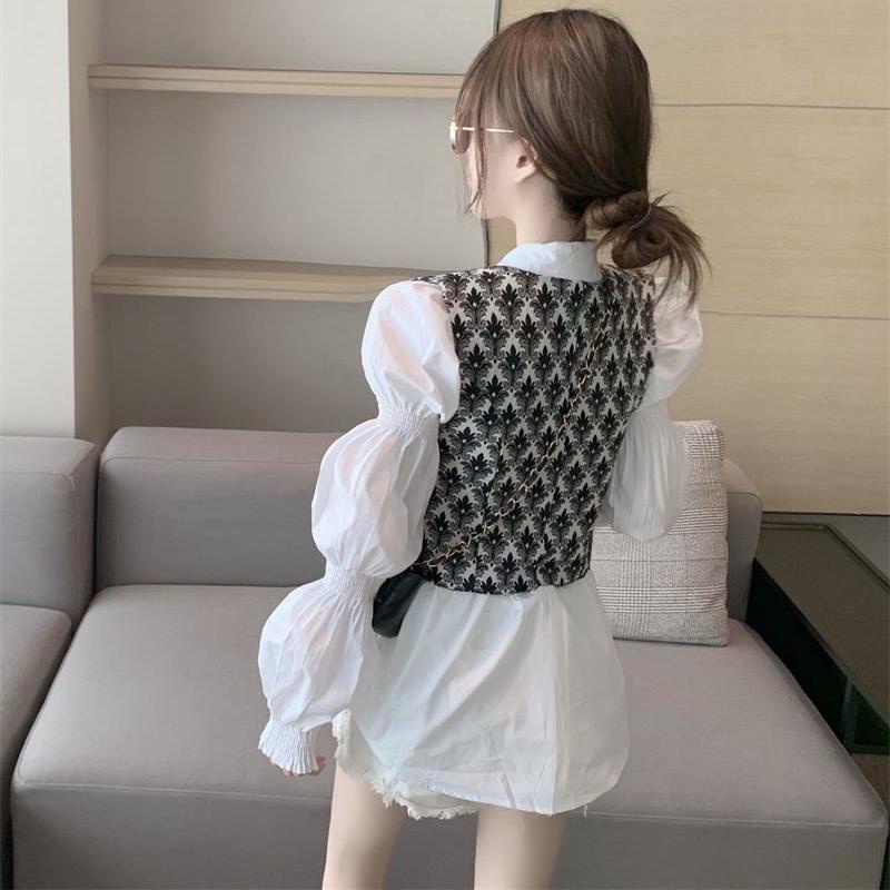 Set áo sơ mi tay dài và áo khoác ngoài thời trang nữ tính