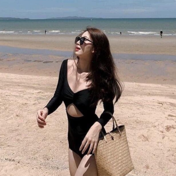 P2P BIKINI - Monokini tay dài basic đen - MN300M_TD