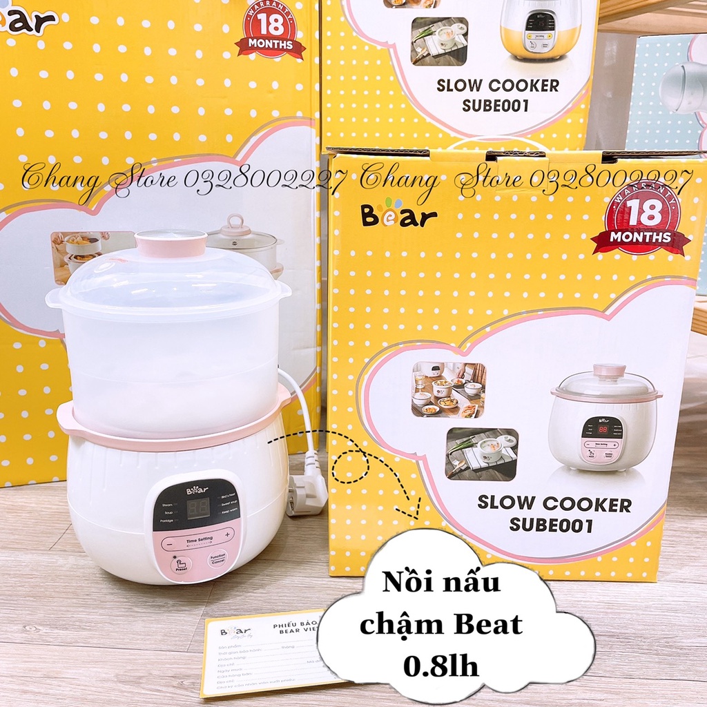 NỒI NẤU CHÁO CHẬM BẢN QUỐC TẾ - 1 ĐỔI 1  0.8L CHÍNH HÃNG BEAR BH 18 THÁNG