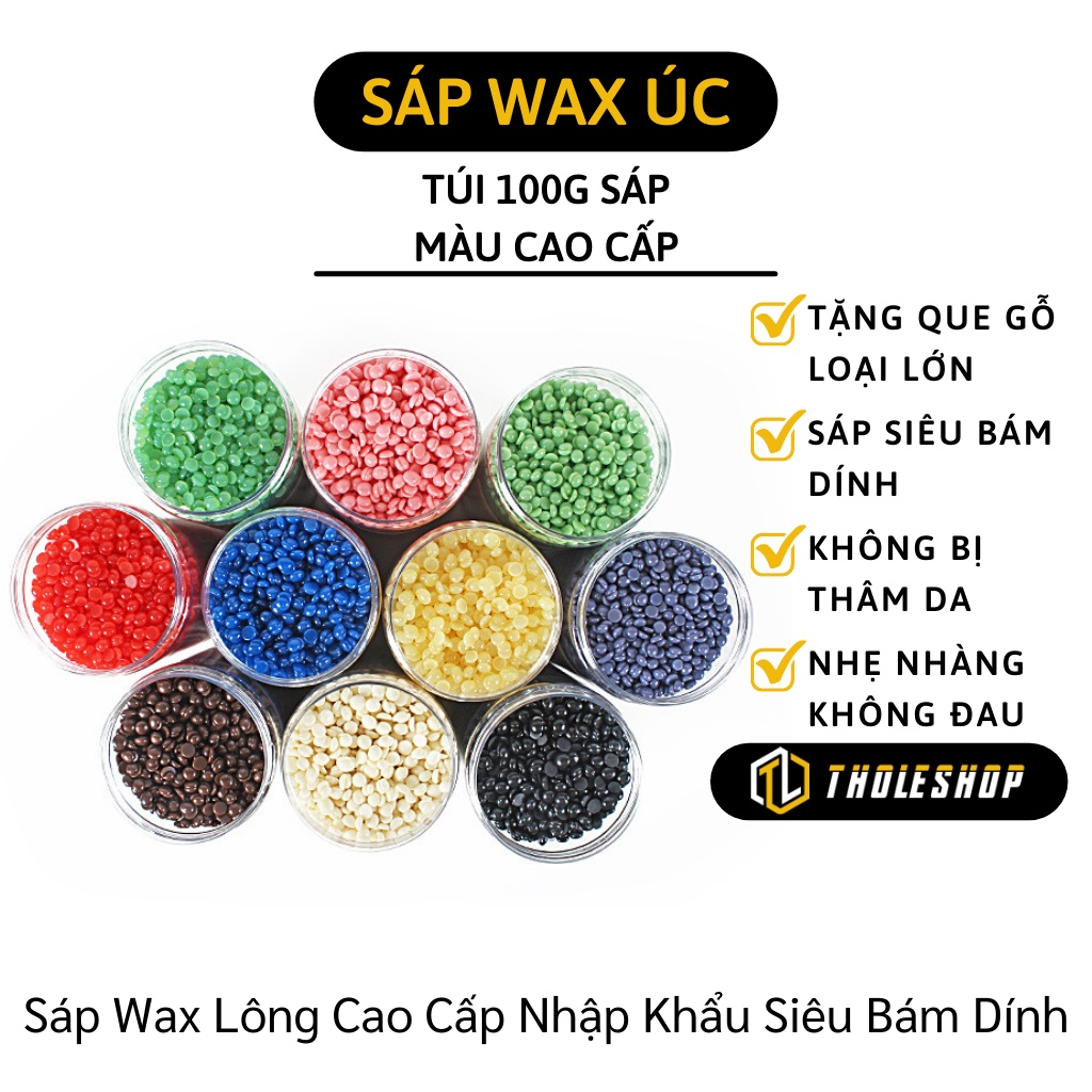 Sáp Màu Wax Lông Cao Cấp Siêu Bám Dính Không Đau Tặng Que Gạt Triệt Lông - Sáp Hard Beans Nhập Khẩu Túi Zip 100g 1021