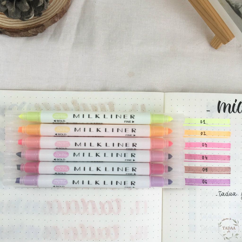 Bút dạ 2 đầu Milkliner nhiều màu bản dupe bút highlight Mildliner