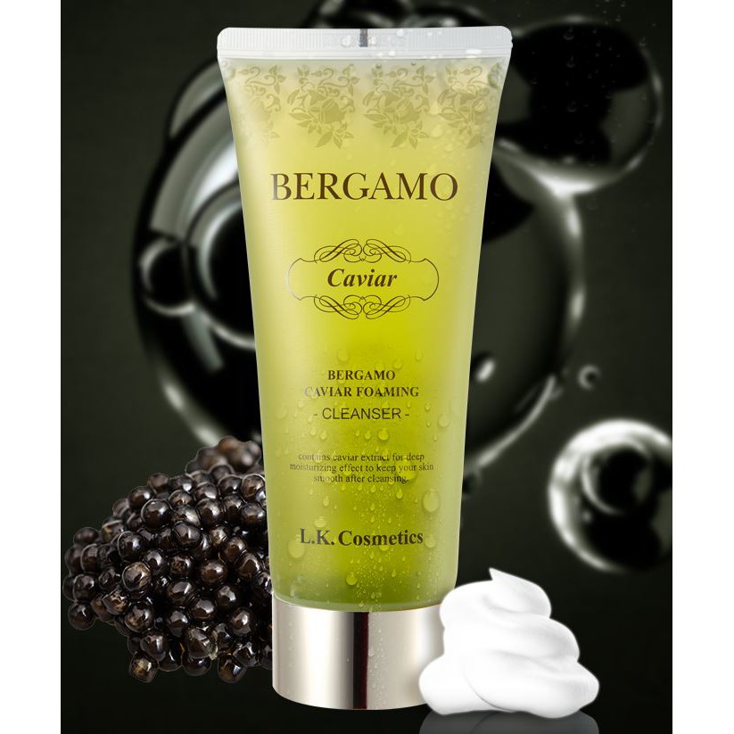 Sữa Rửa Mặt Dạng Gel Chống Lão Hóa Chiết Xuất Trứng Cá Muối Bergamo Caviar Foaming Cleanser 150ml