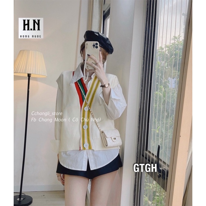 Set áo sơ mi  kèm gile len co giãn tốt chất đẹp kiểu tiểu thư JUMIO | BigBuy360 - bigbuy360.vn