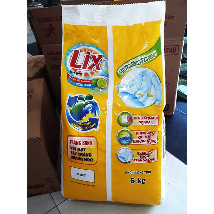  Bột giặt Lix Extra hương chanh 5,5Kg - Tẩy sạch vết bẩn cực mạnh