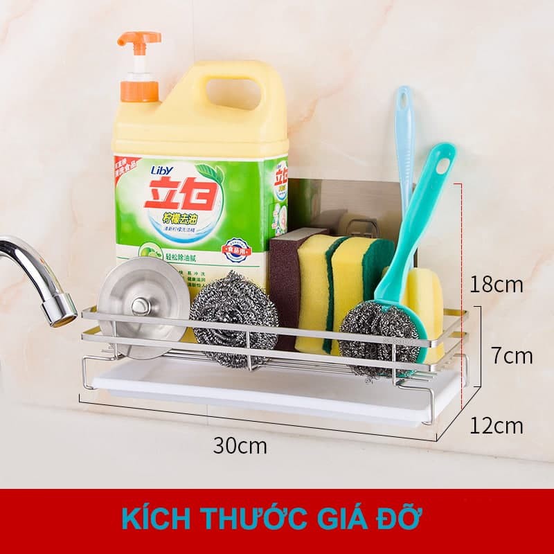 Kệ treo tường nhà bếp nhà tắm vòi rửa đa năng Inox có miếng dán chịu lực không cần khoan tường