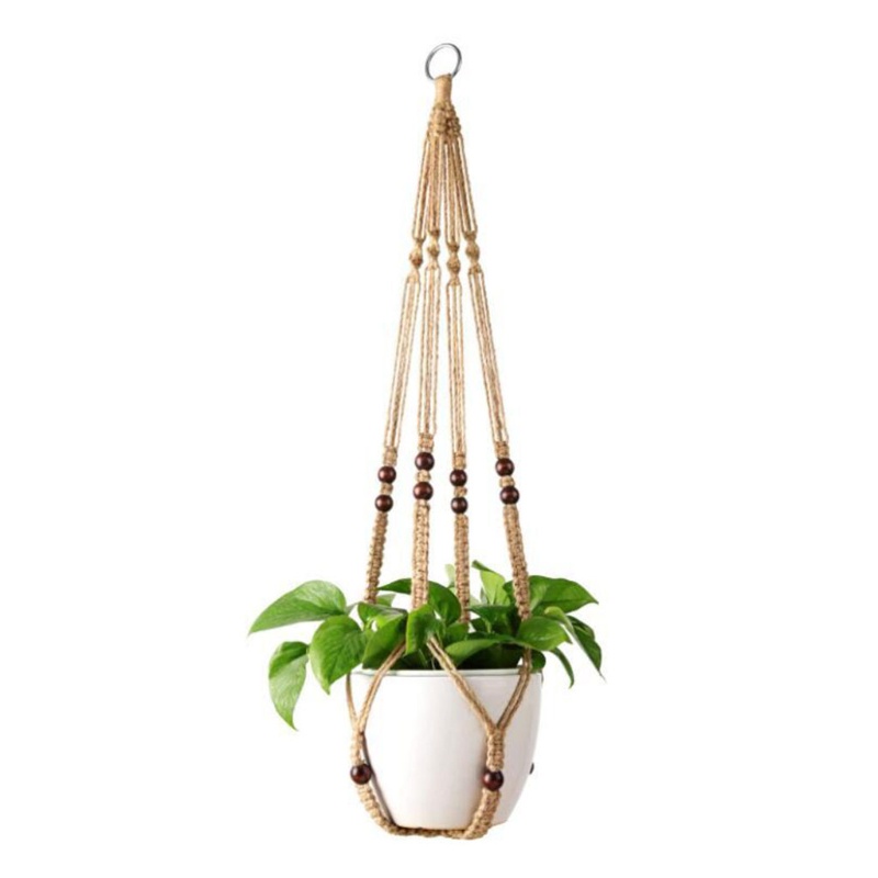 Set 4 Giỏ Hoa Dây Thừng Cotton Bện Thủ Công Treo Tường Trang Trí Nhà Cửa
