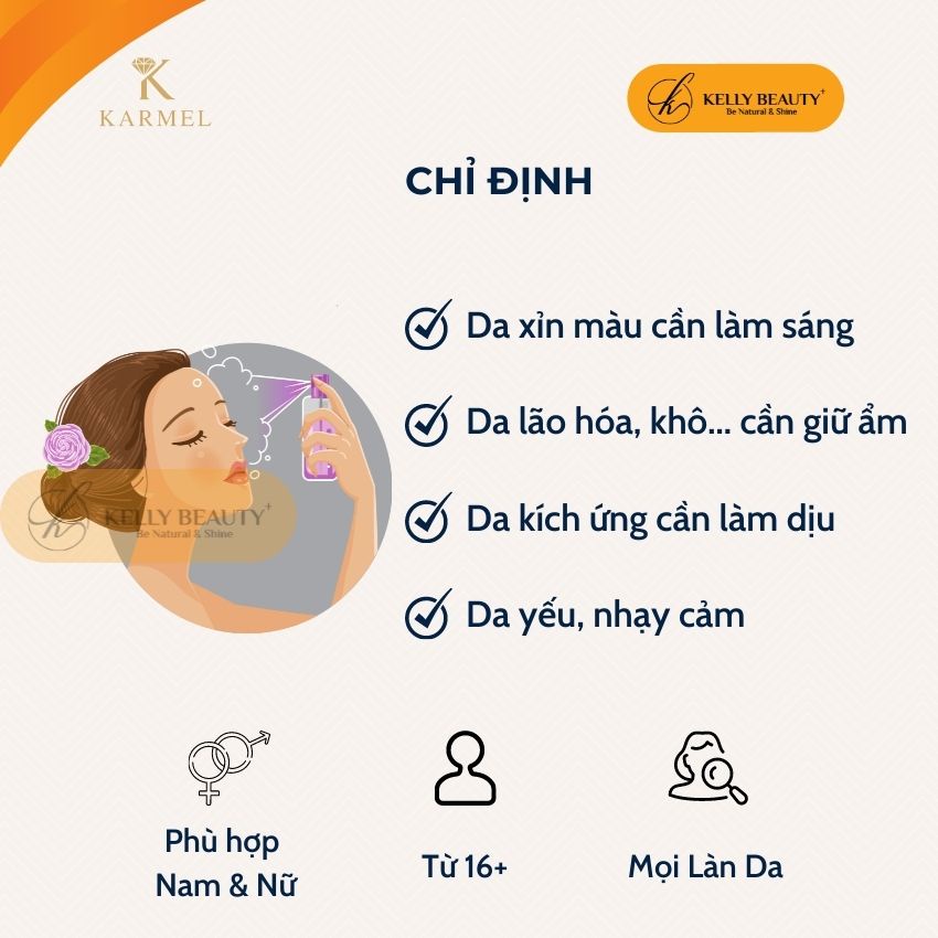 Khoáng Thần Sáng Da KARMEL 100ml – Tăng Cường Giữ Ẩm; Giúp Mịn Màng, Trắng Sáng Da; Chống Lão Hóa | Kelly Beauty