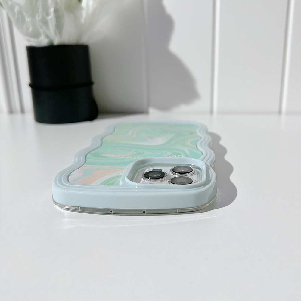 Ốp Điện Thoại Silicon Trong Suốt Viền Gợn Sóng Nước Màu Xanh Dương Cho Iphone XS XR 11 12 13 PRO MAX