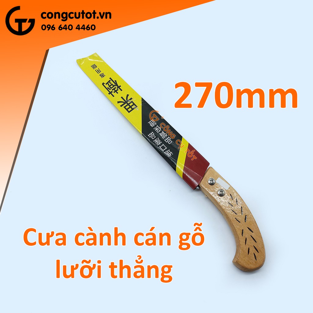 Cưa cành lưỡi thẳng thép Mangan 270mm cán gỗ