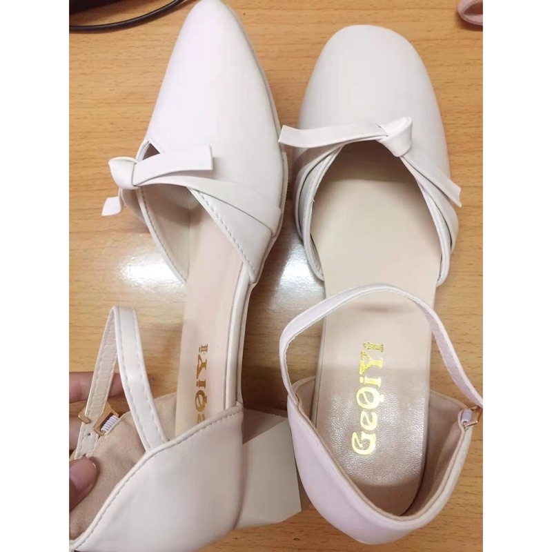 Giày Cao Gót Guốc Đính Nơ Cao Gót 5 Phân Bít Mũi