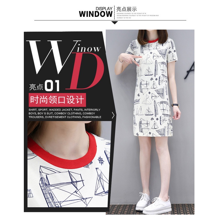 Váy Suông Tay Ngắn, Đầm Dài Họa Tiết Thuyền và Biển Thoáng Mát, Phong Cách trẻ trung năng động hè 2022 | BigBuy360 - bigbuy360.vn