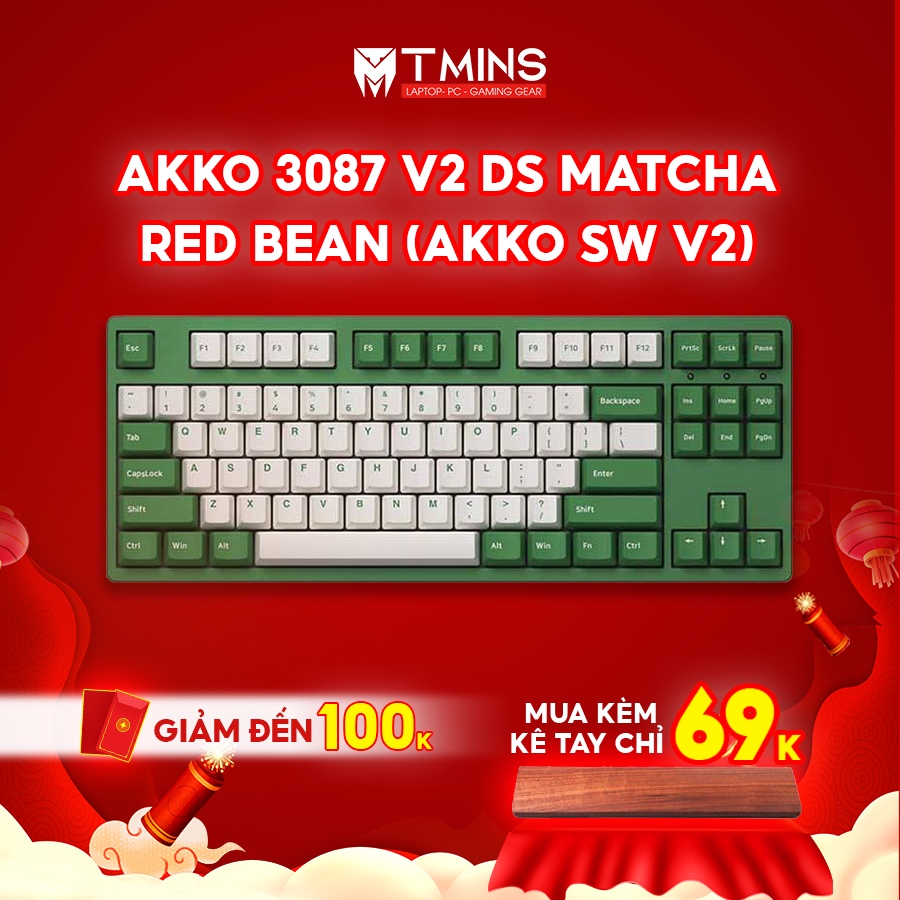 Bàn phím cơ AKKO 3087 v2 DS Matcha Red Bean (Akko sw v2) - Hàng Chính Hãng