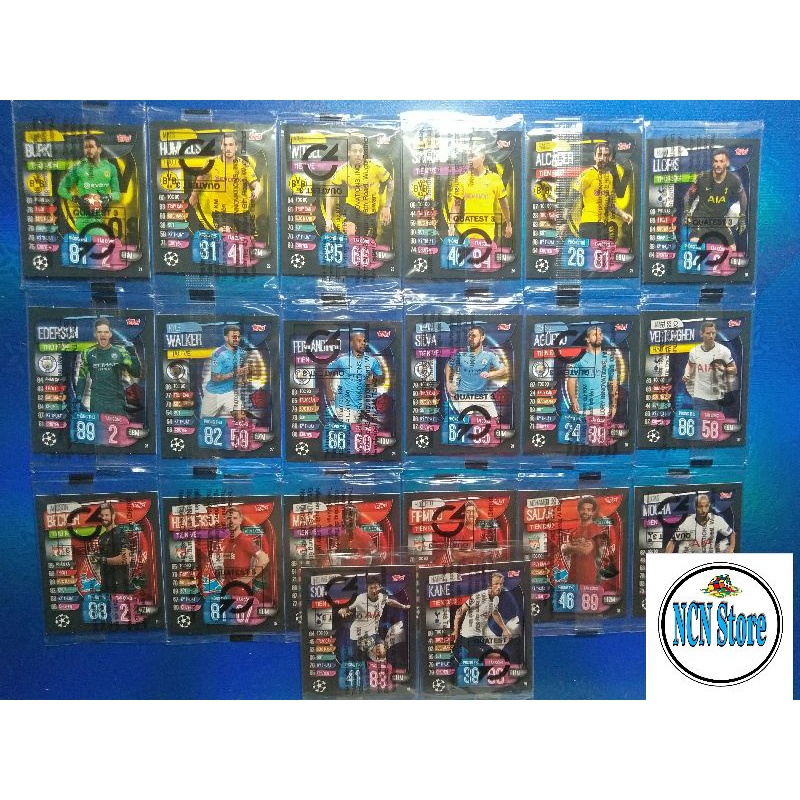 (21-->40) Thẻ cầu thủ bóng đá Poca Match Attax base nguyên seal mùa giải 2019-2020