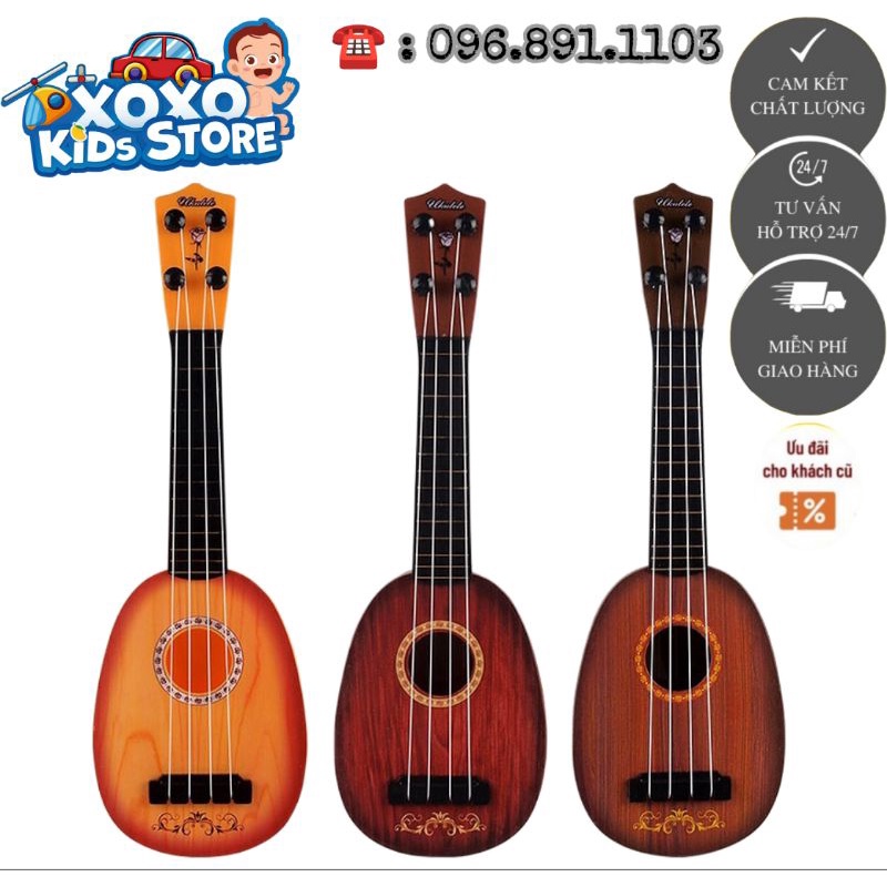 Đàn Ukulele Mini Giả Gỗ Bằng Nhựa Giúp Bé Phát Triển Toàn Diện Về Thính Giác Và Nhân Biết Âm Thanh