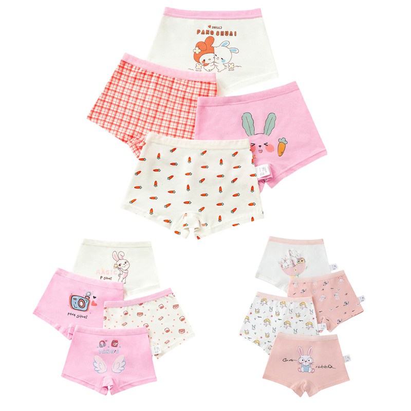 Quần Lót Boxer Vải Cotton Mềm In Họa Tiết Hoạt Hình Dễ Thương Cho Bé Gái