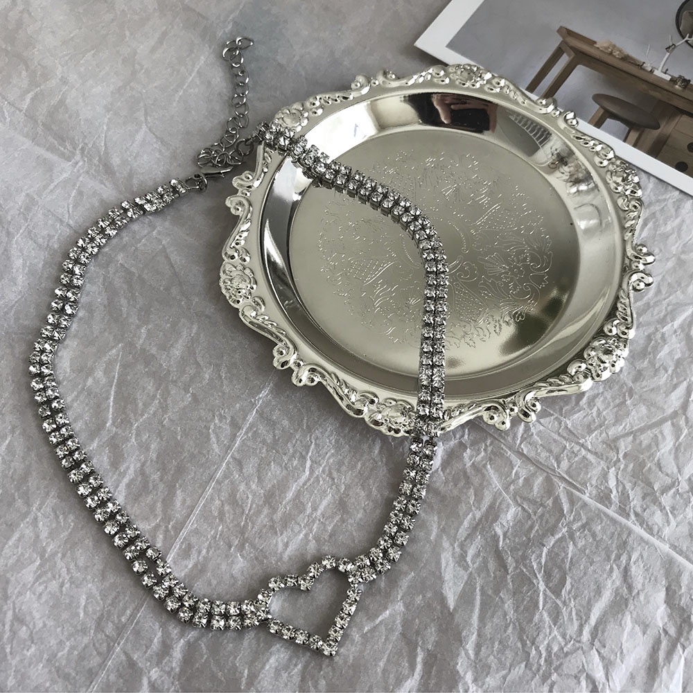 Vòng cổ choker ngắn mặt trái tim đính đá kim cương thời trang Hàn Quốc cho nữ  Yanqueens Đồ trang sức