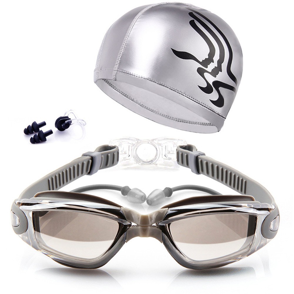 Bộ kính bơi + mũ bơi + kẹp mũi + nút tai kèm hộp đựng cho vận động viên bơi lội