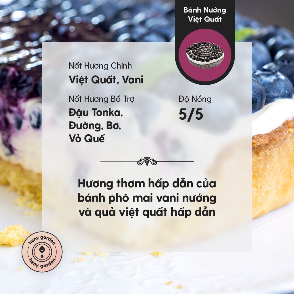 Tinh Dầu Phối Hương Blueberry Tart (Ngọt Chua Bánh) Làm Nến Thơm, Xông Thơm Phòng HENY GARDEN