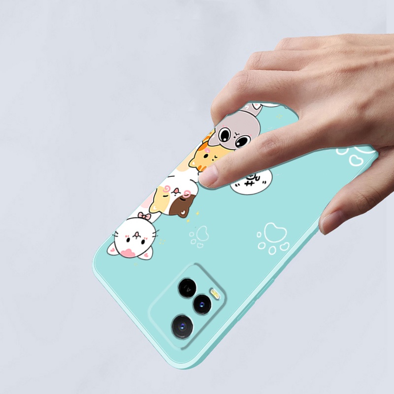 Ốp lưng VIVO Y21 VIVO Y21S VIVO Y33 Ốp Điện Thoại Silicon Mềm In Hình Mèo Cho VIVO Y21 VIVO Y21S VIVO Y33 DZMM01 viền vuông cute